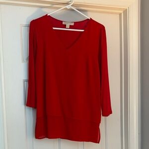 Michael Kors Vibrant Red V-Neck Blouse